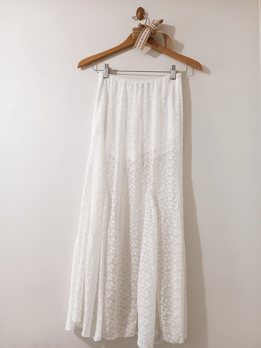 Wild Fable Prairie Meadow Long White Sheer Lace Boho Western Midi Maxi Skirt
